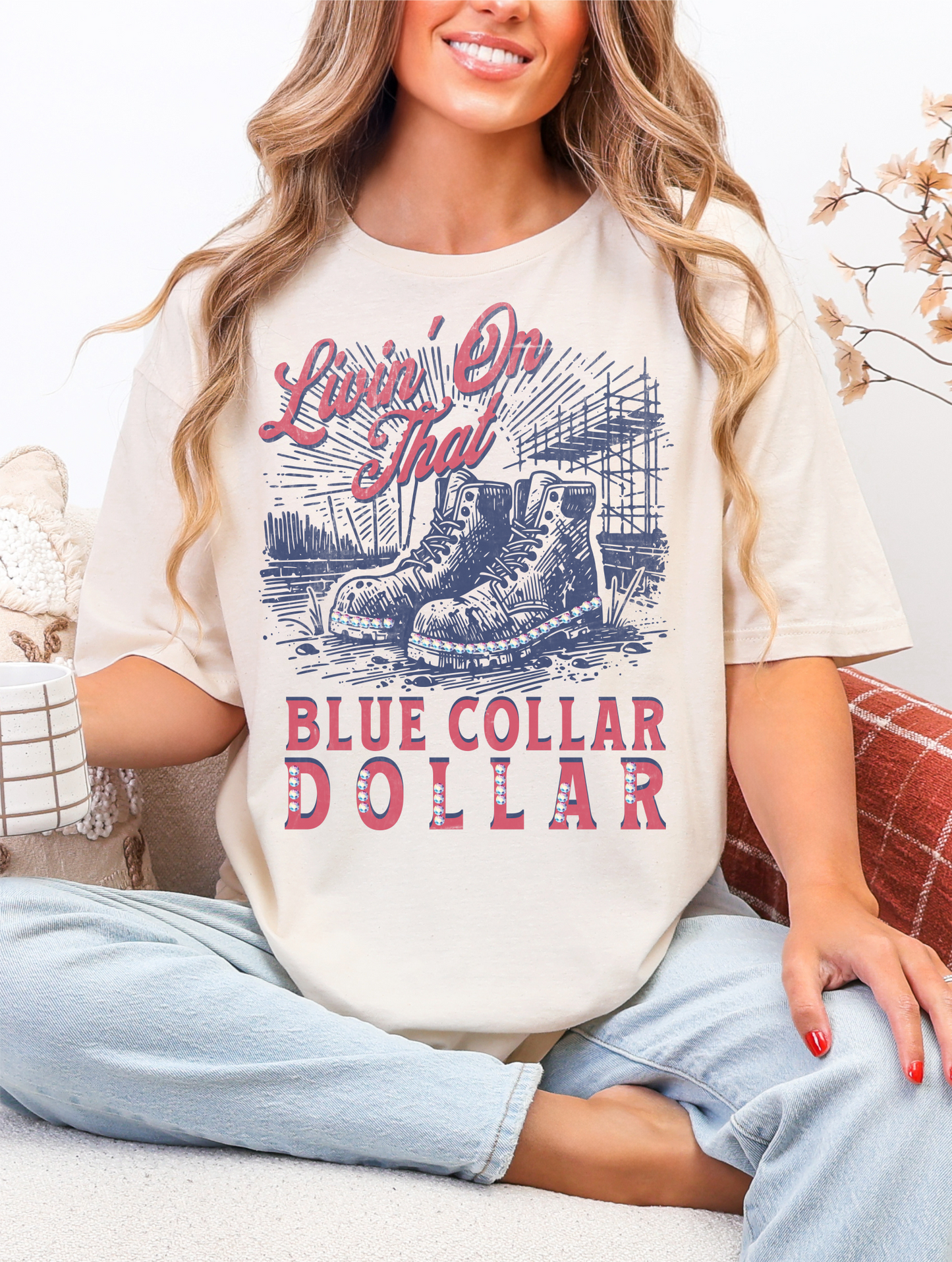 Livin on a Blue Collar Dollar Graphic Tee