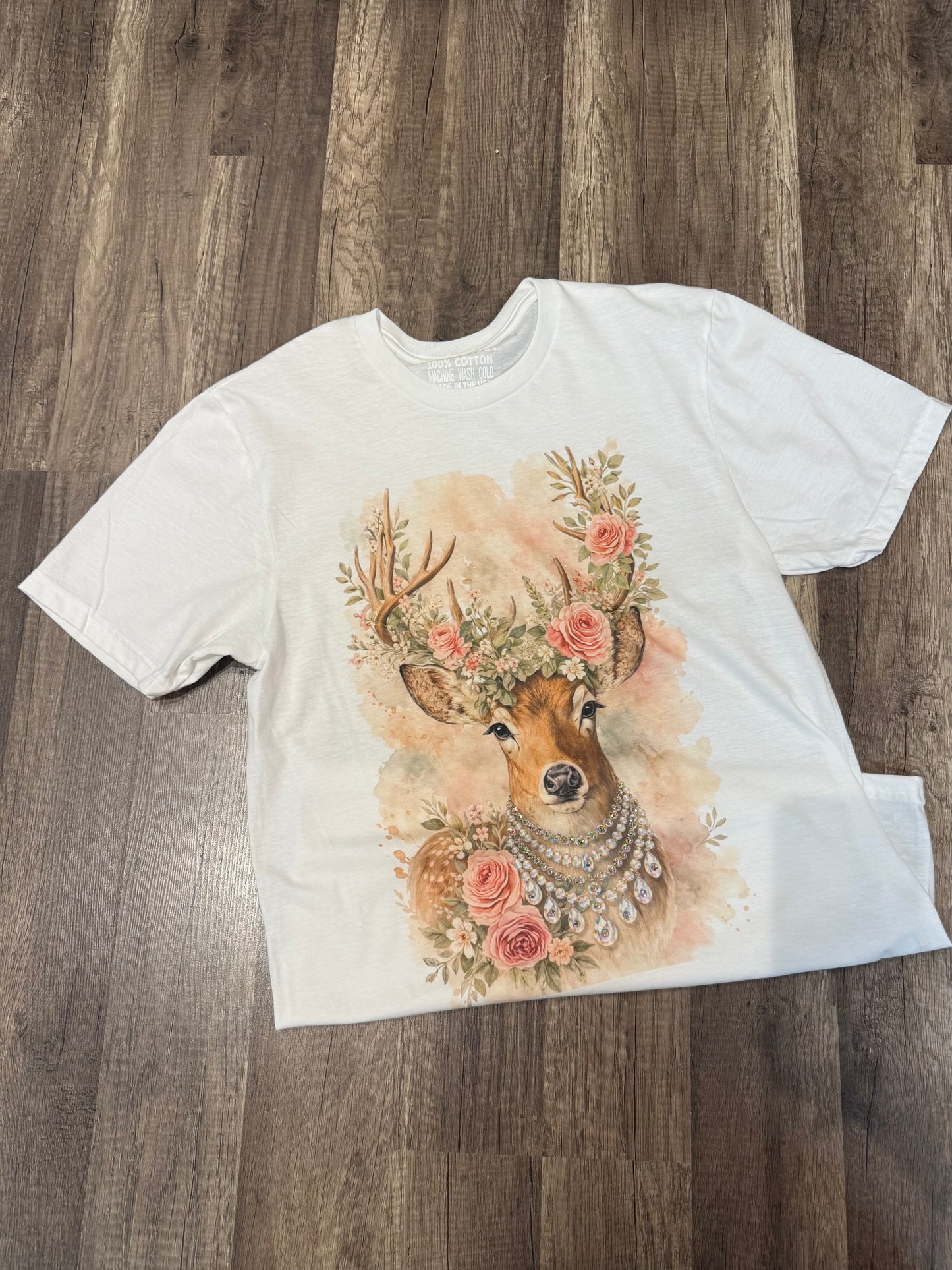 DROP THE WALLS Deer with Roses and Necklace