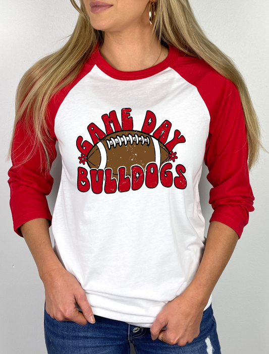 Game Day Bulldogs Mascot Raglan Graphic Tee