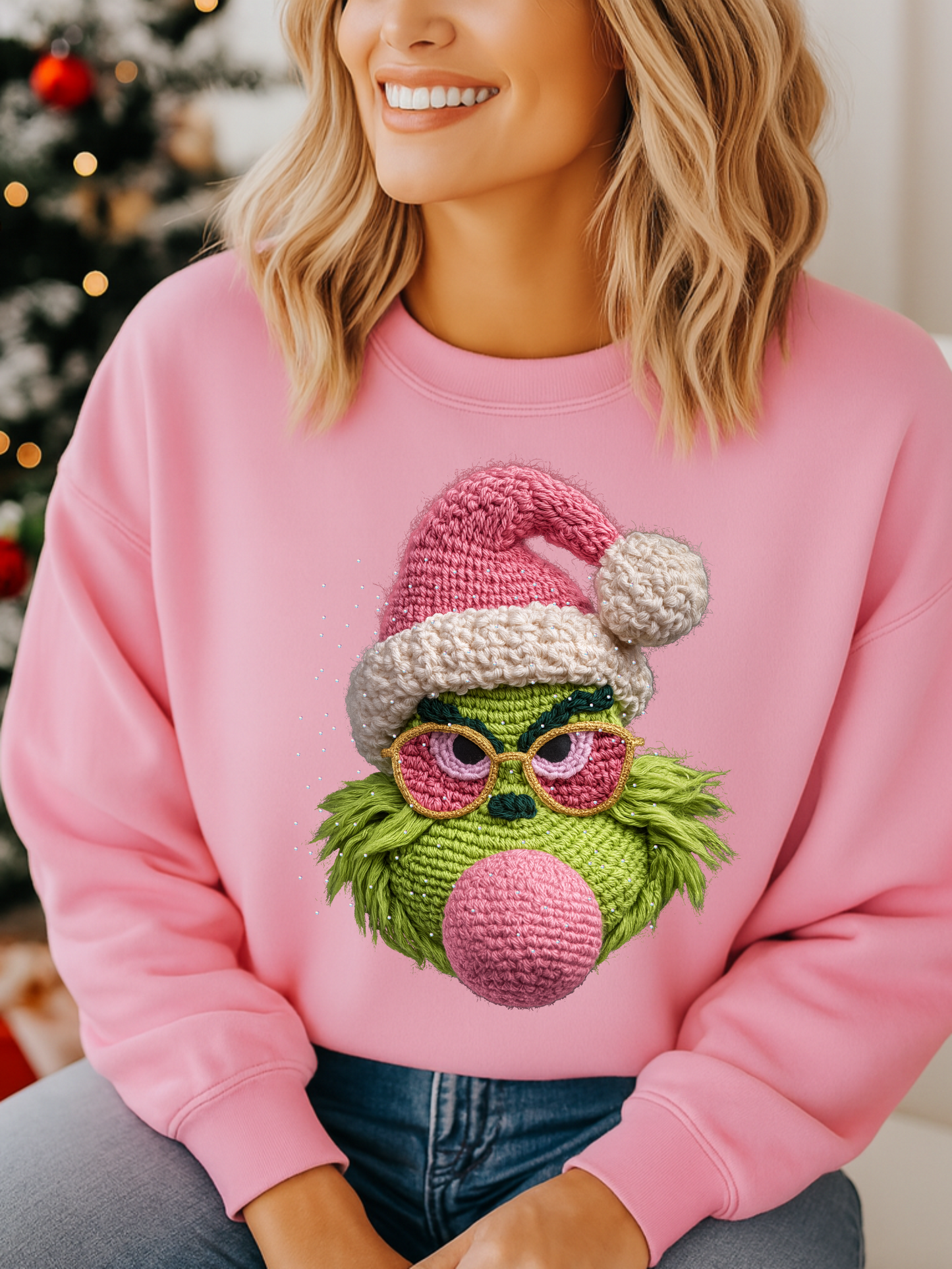 Green Guy Bubble Crochet Crewneck