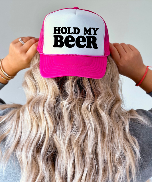 Hold my Beer TRUCKER CAP HOTPNKWHTBLK