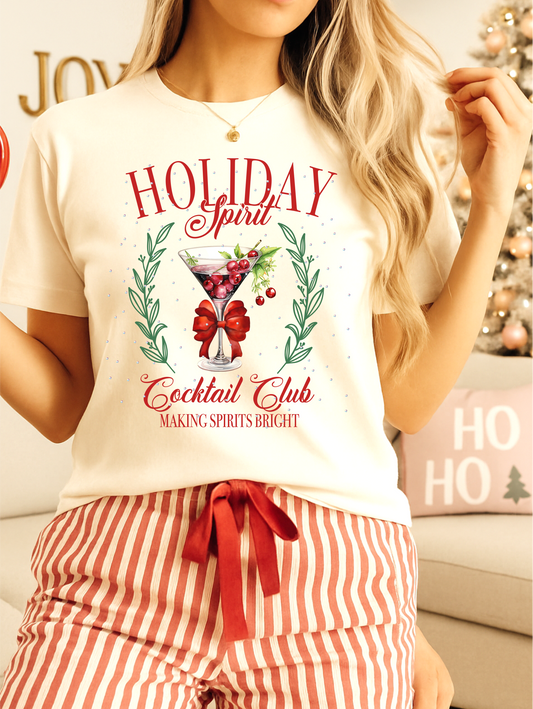 Holiday Spirit Cocktail Club Making Spirits Bright Graphic Tee