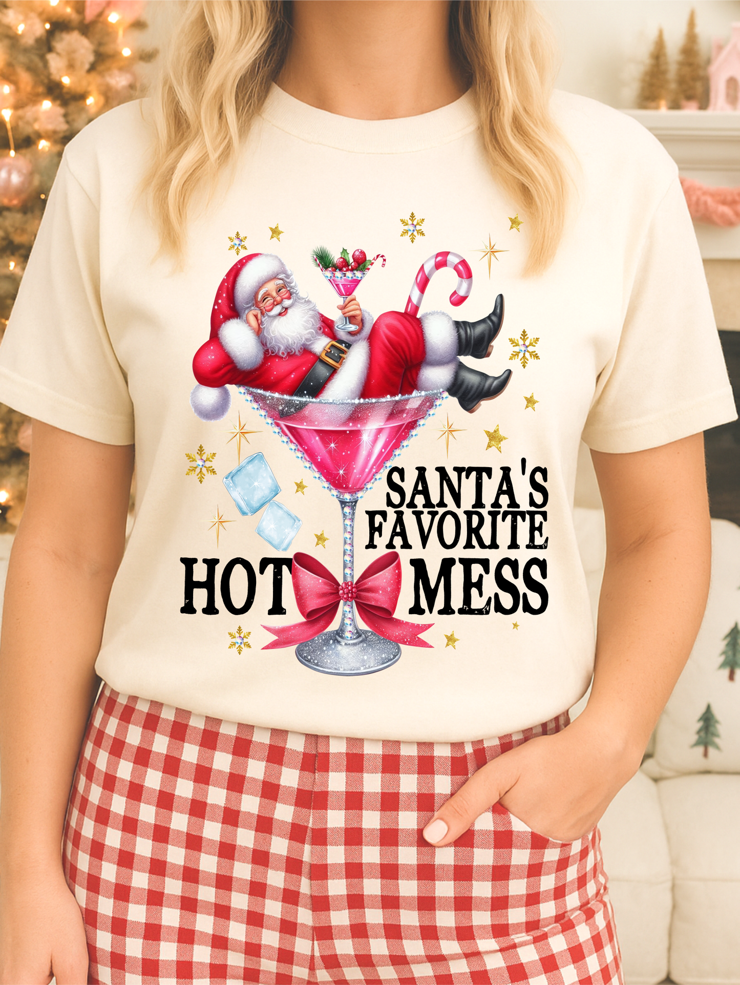 Santas Favorite Hot Mess Martini Graphic Tee