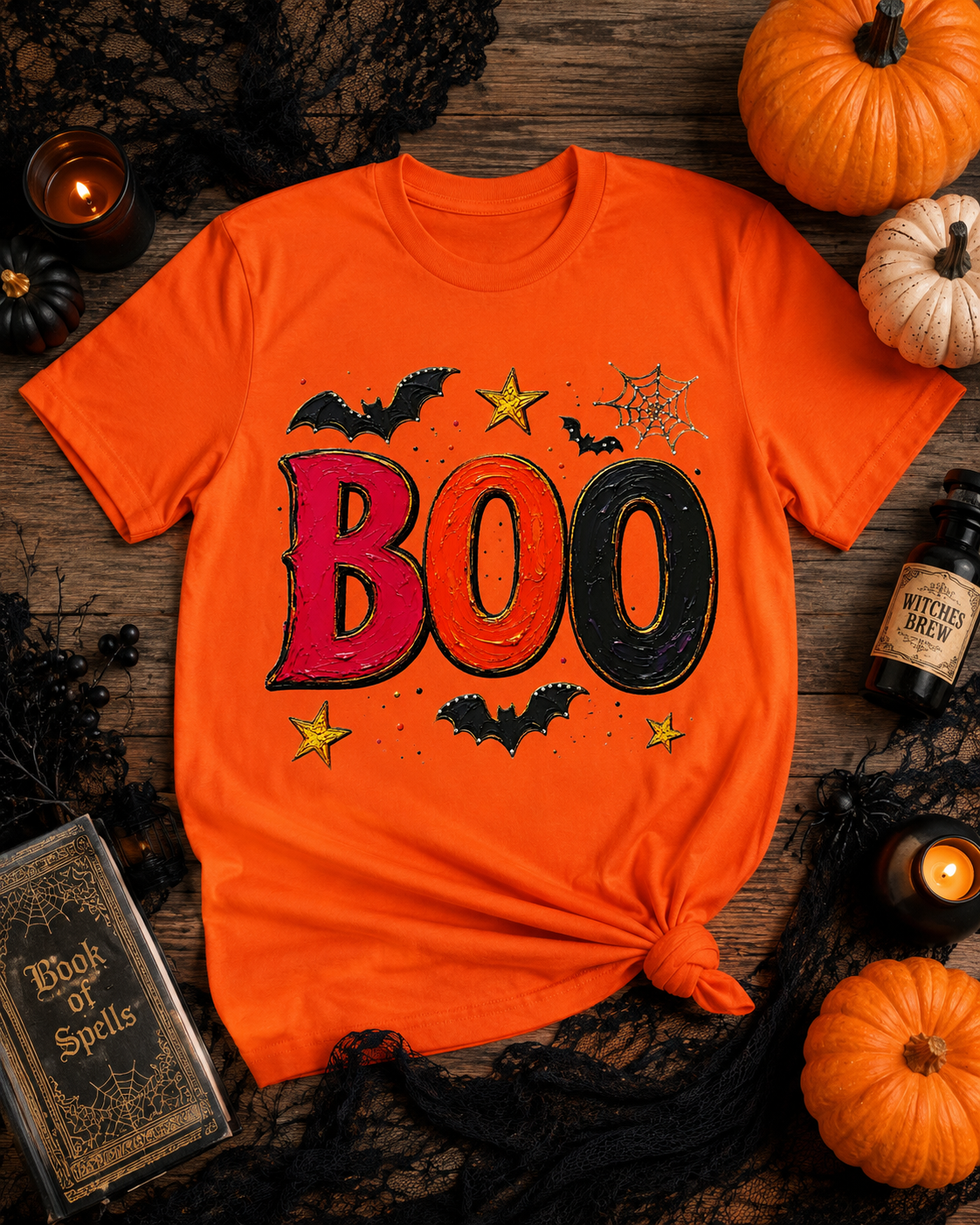 Boo Heather Orange Graphic Tee 2103