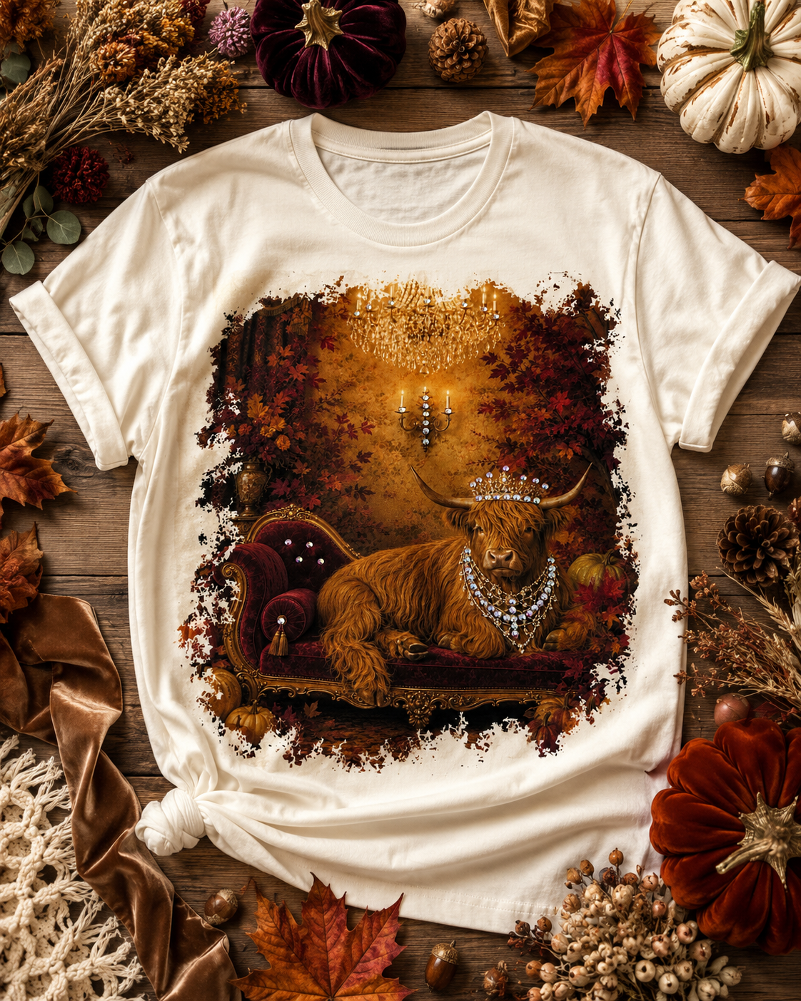 Highland Cow Wallpaper Cream Graphic Tee
