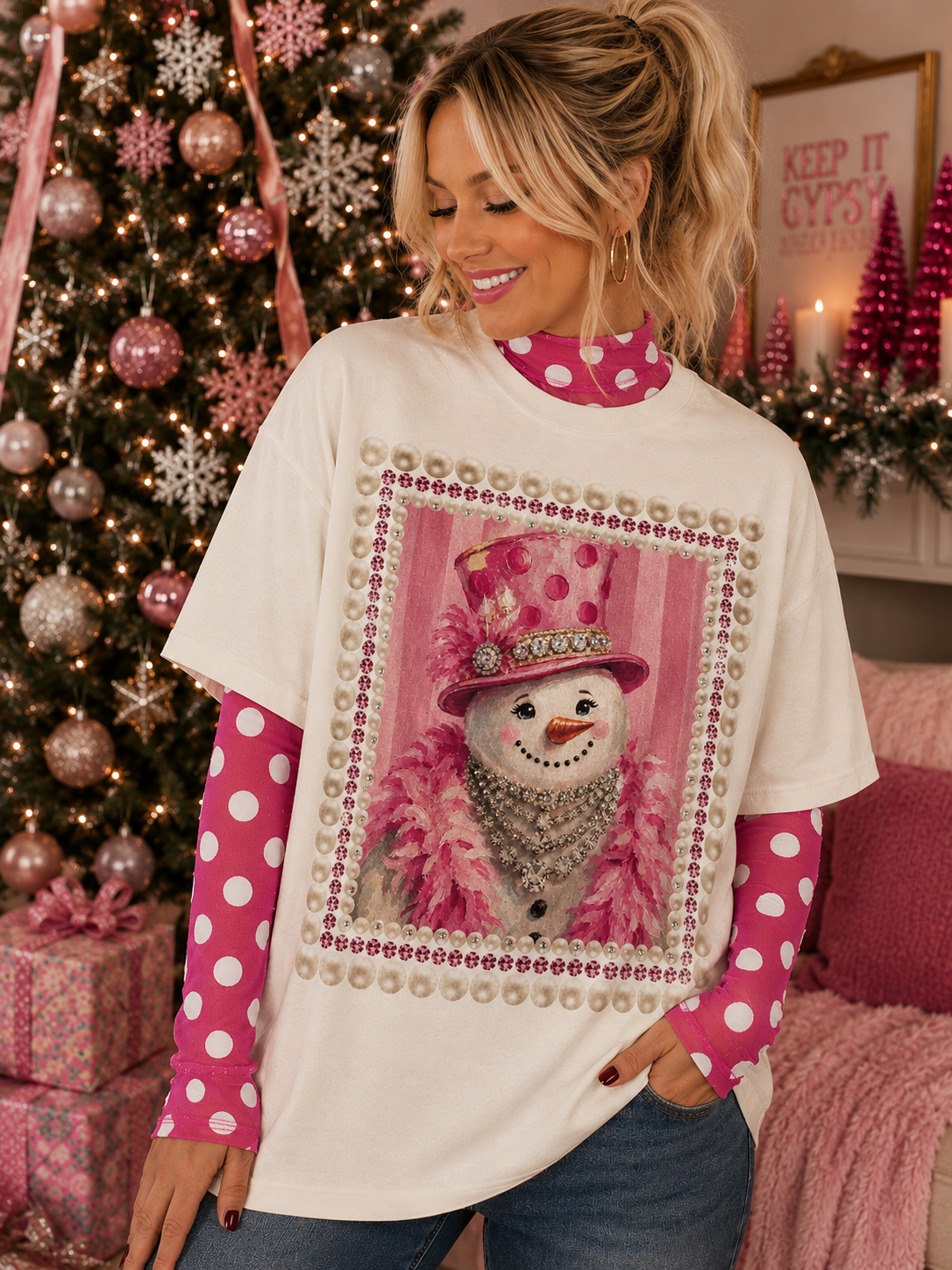 Snowman Cream Graphic Tee 2137