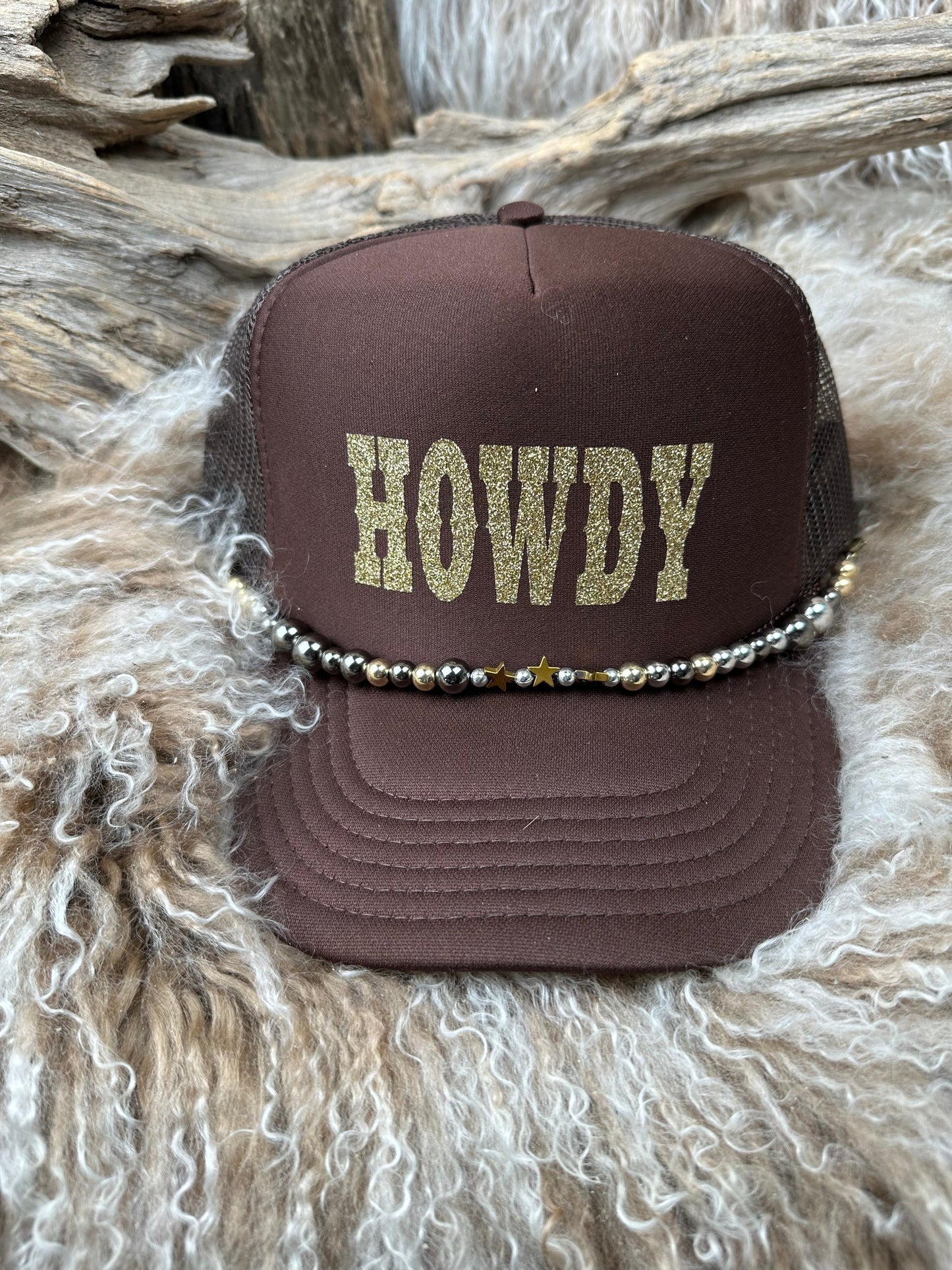 Trucker Ballcap with Beads 39BWN Howdy