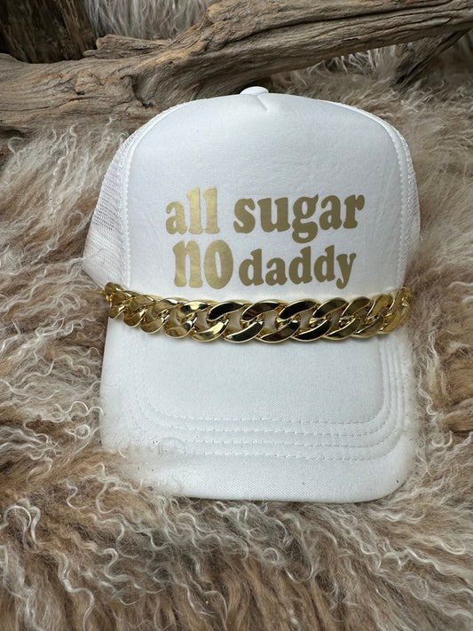 Trucker Ballcap with Beads 50WHT All Sugar No Daddy