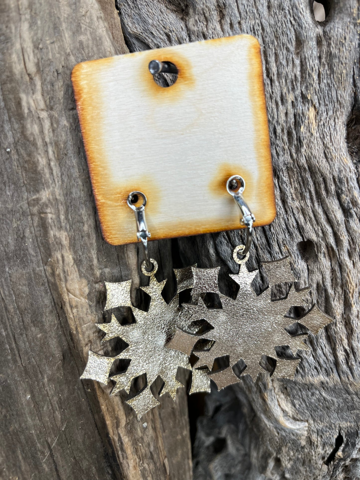 Christmas Snowflake Pink Glitter Earrings