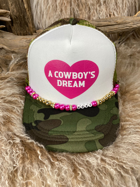 Trucker Ballcap with Beads 1CAMOWHT A Cowboy's Dream