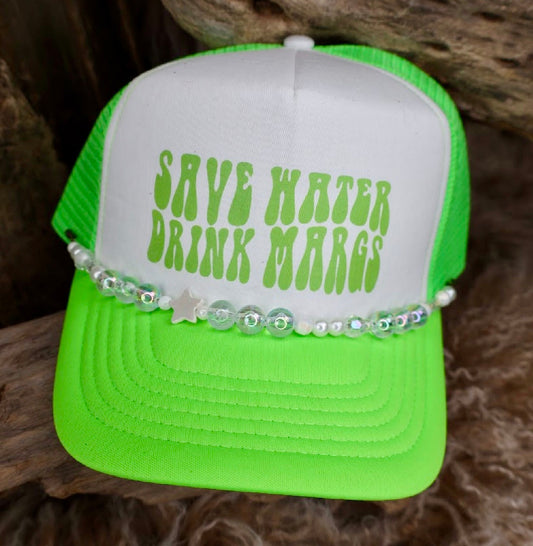TRUCKER CAP Save Water Drink Margs Lime
