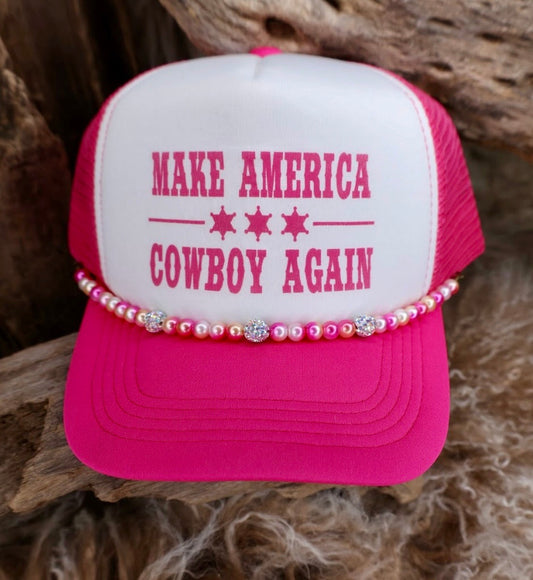 TRUCKER CAP Make America Cowboy Again Pink