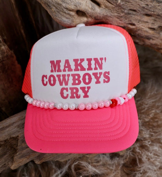 TRUCKER CAP Makin' Cowboys Cry Pink