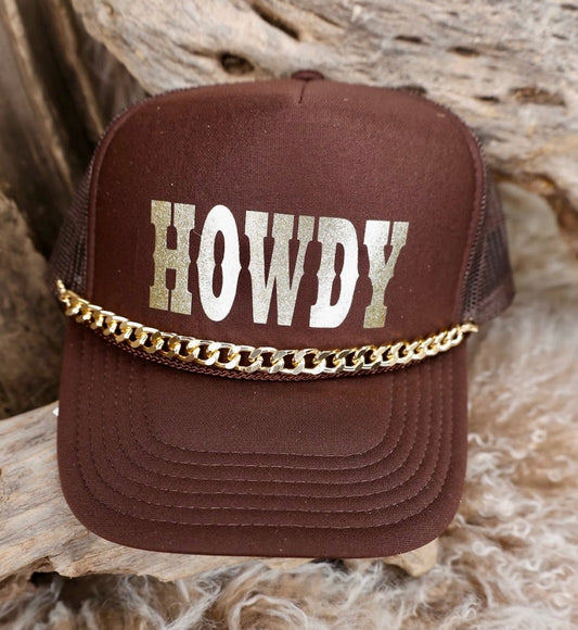 TRUCKER CAP Howdy BrownGold