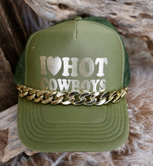 TRUCKER CAP Hot Cowboys OliveGold