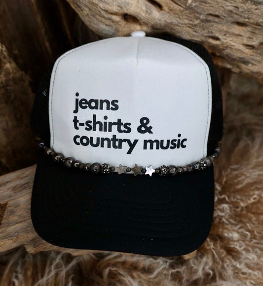TRUCKER CAP Jeans T-Shirts & Country Music Black