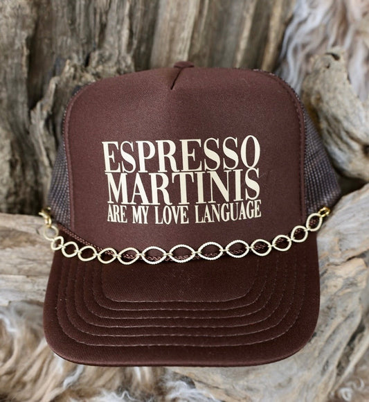 TRUCKER CAP Espresso Martinis are My Love Language BrownGold