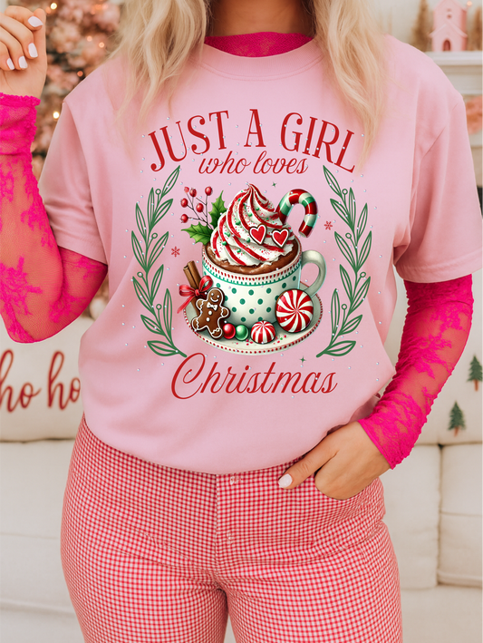 Just A Girl Who Loves Christmas Graphic Tee