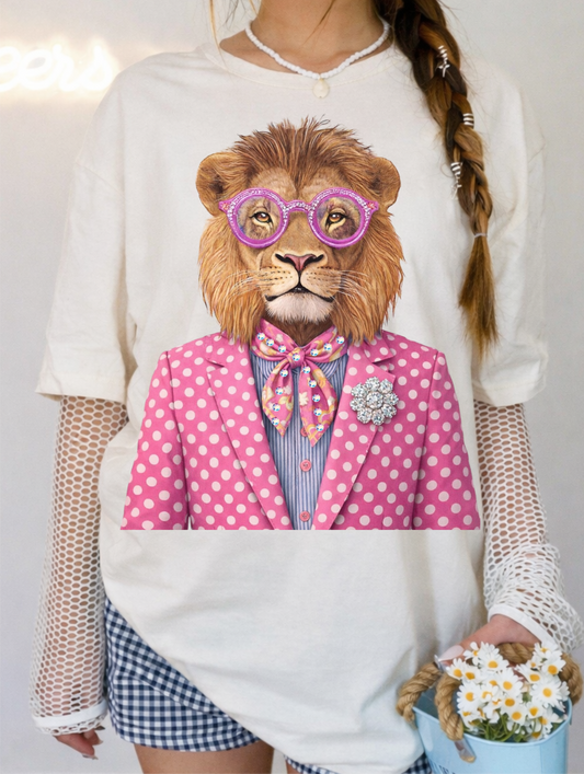 Lion Twilly Crystal Cream Graphic Tee