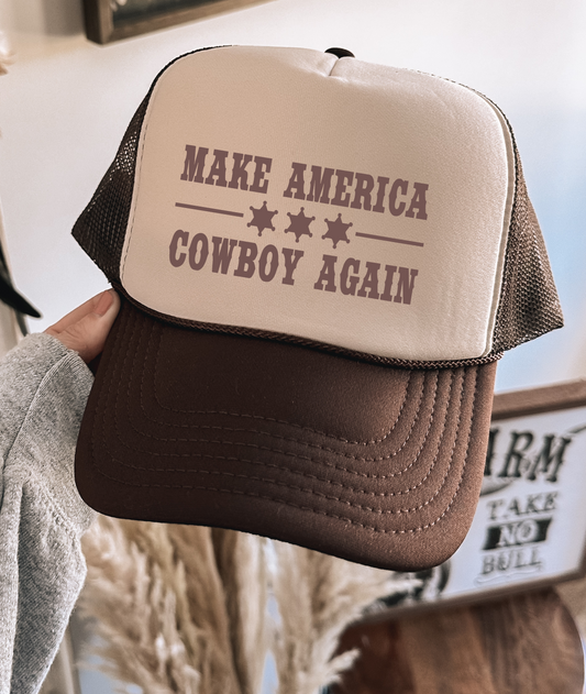 Make America Cowboy Again TRUCKER CAP BWNTAN