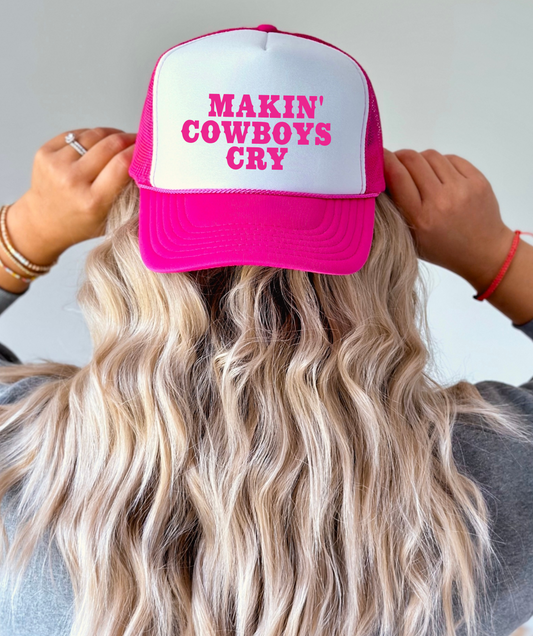 Makin' Cowboys Cry TRUCKER CAP HOTPNKWHT