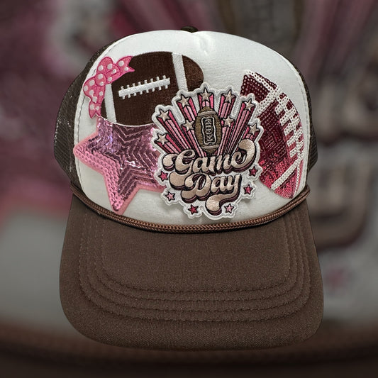 Football Gameday Pink Trucker Ballcap