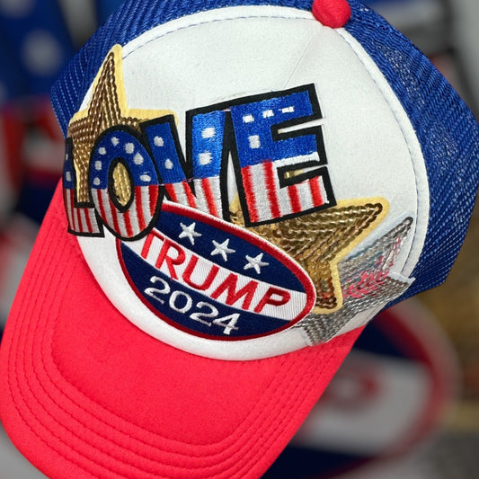 Trump 2024 Love Trucker Ballcap