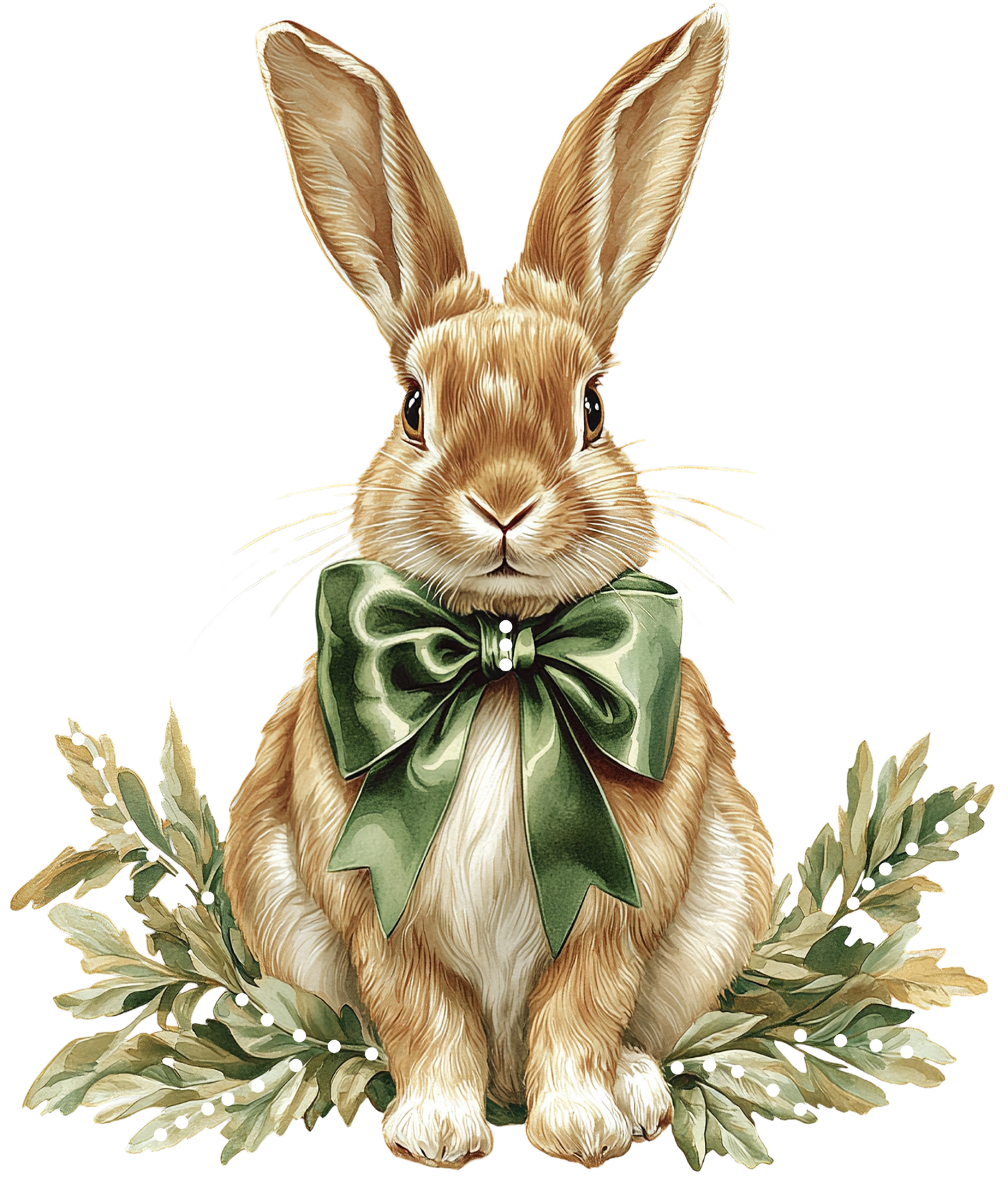 Green Bow Bunny Cream Graphic Tee