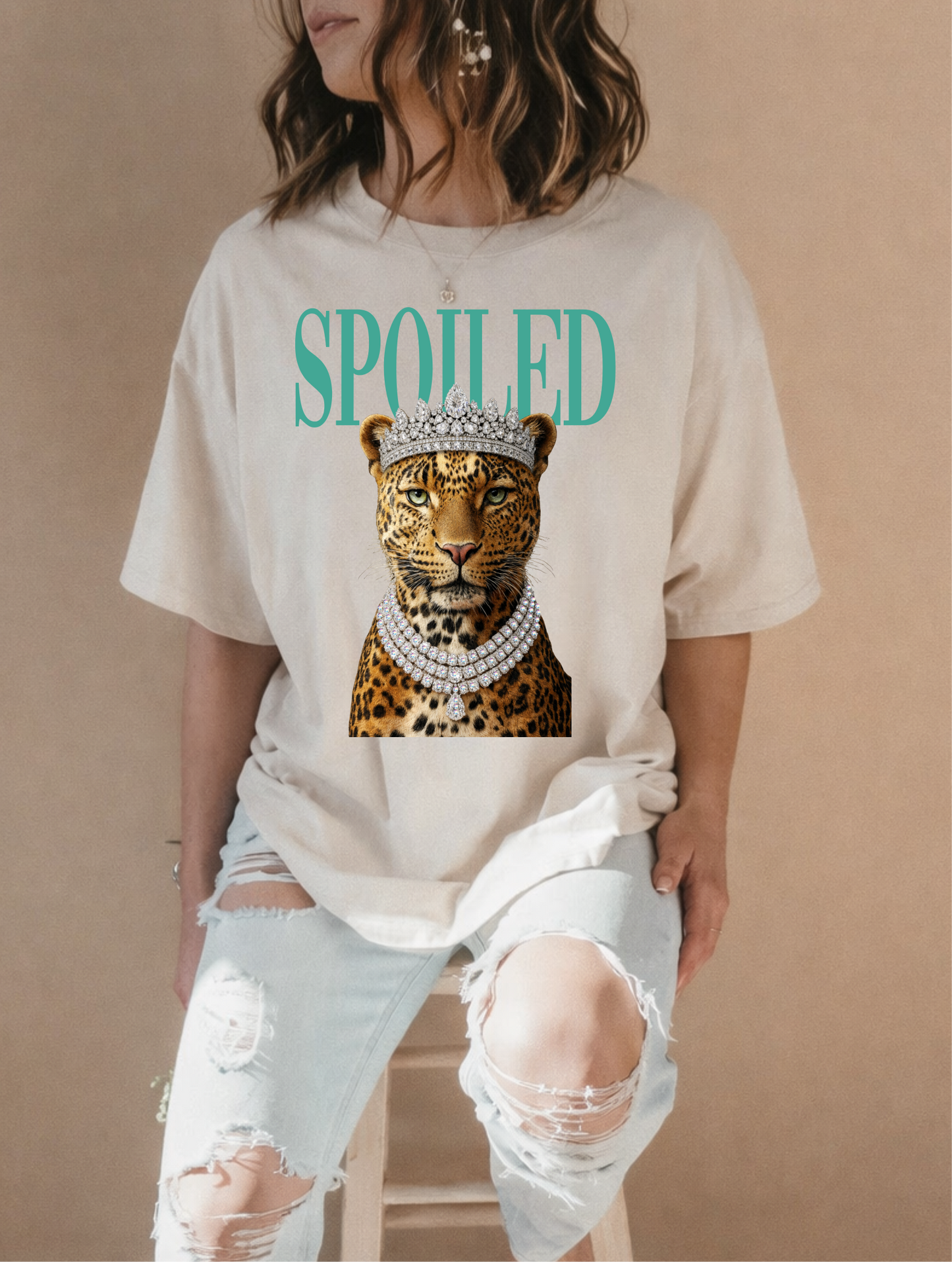 Spoiled Leopard Sand Graphic Tee