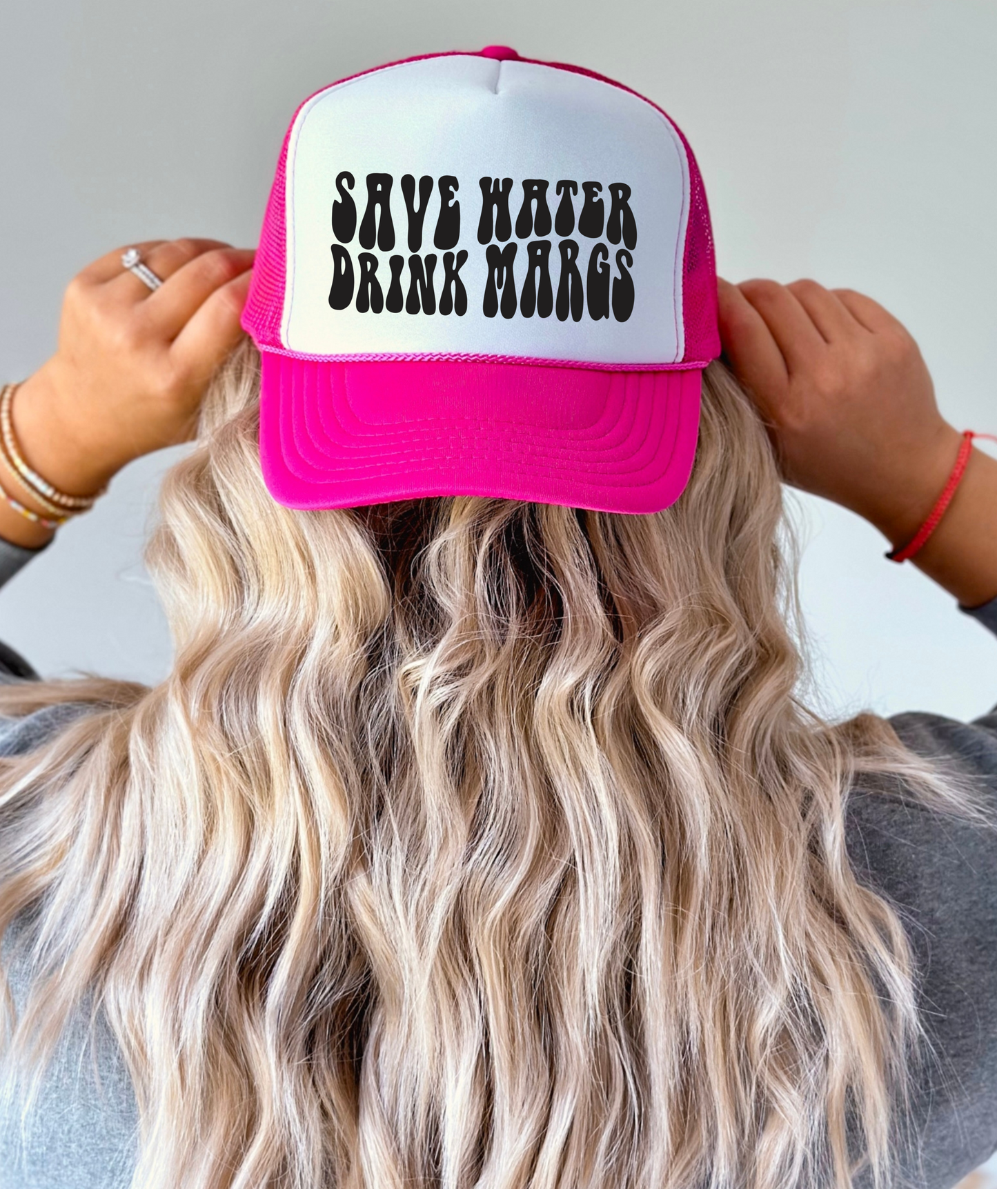 Save Water Drink Margs TRUCKER CAP HOTPNKWHTBLK