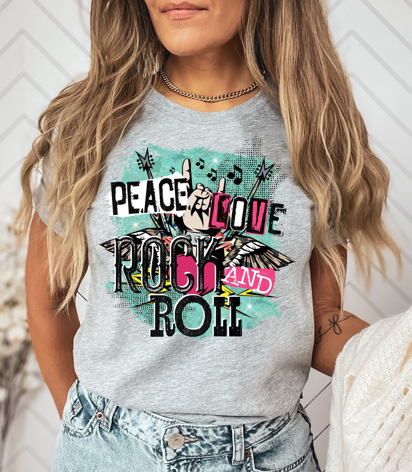 GRAPHIC TEE 350LG Peace Love Rock and Roll