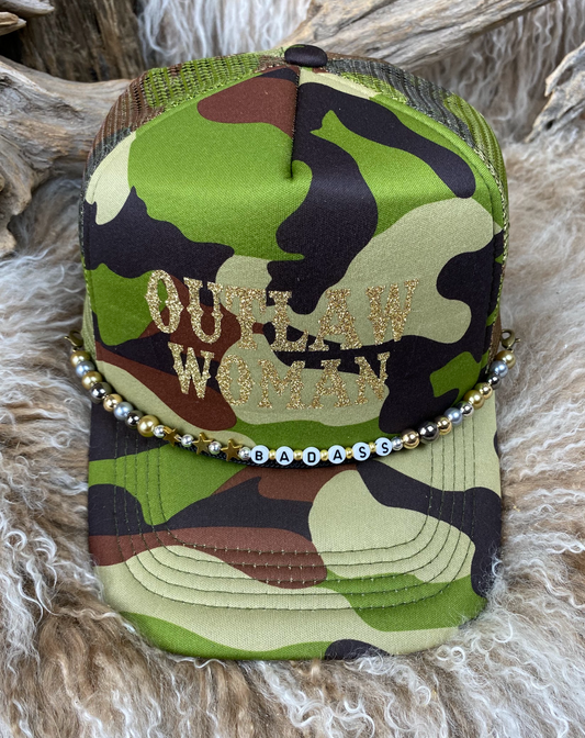 Trucker Ballcap with Beads 4CAMO Outlaw Woman