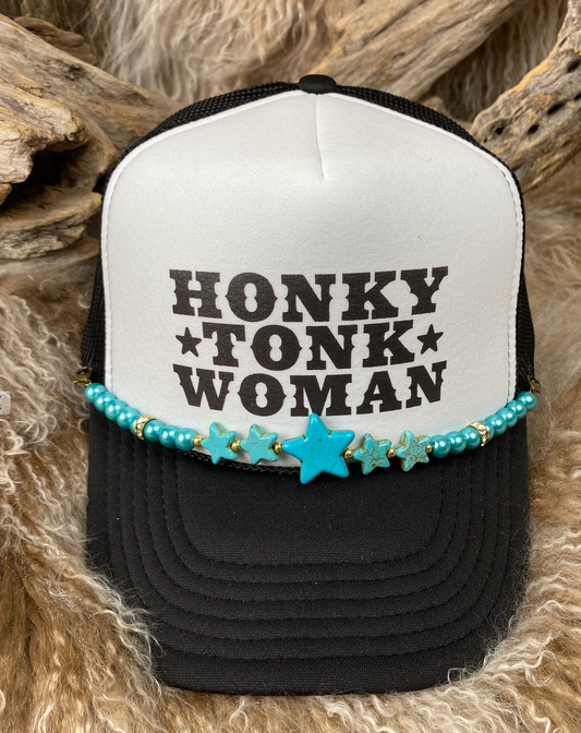 Trucker Ballcap with Beads 19BLKWHT Honky Tonk Woman