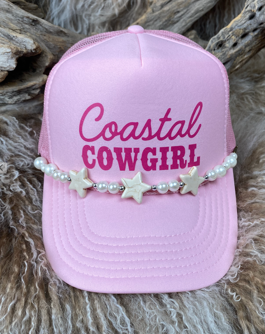 Trucker Ballcap with Beads 27LTPNK Coastal Cowgirl