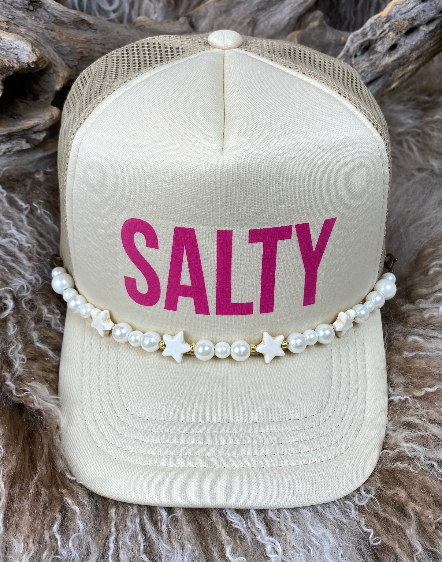 Trucker Ballcap with Beads 13TAN Salty