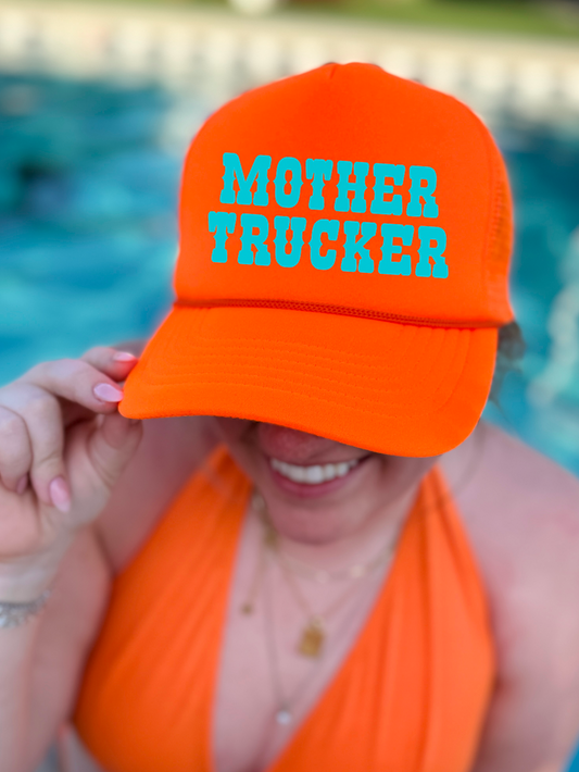 Mother Trucker Neon Orange Trucker Hat