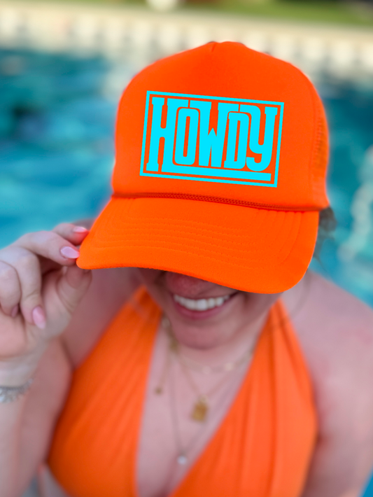 Howdy Neon Orange Trucker Hat