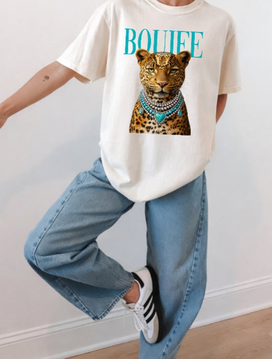 Boujee Leopard Cream Graphic Tee