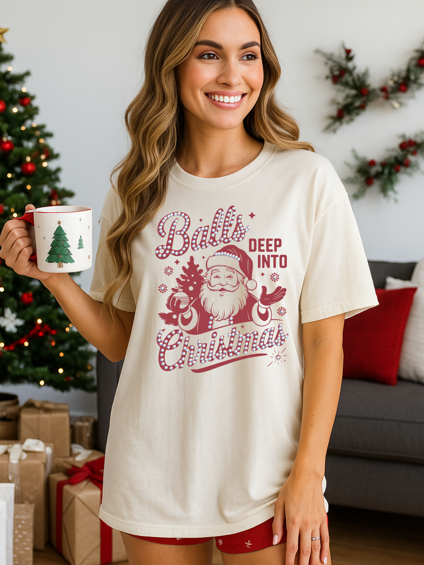 Balls Deep Into Christmas Graphic Tee