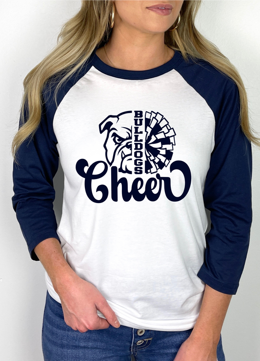 Bulldog Cheer Mascot Raglan Graphic Tee