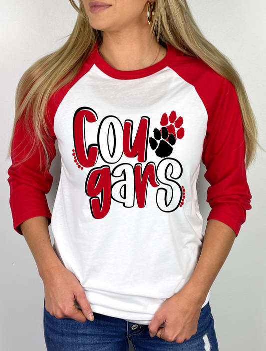 Cougars Mascot Raglan Graphic Tee