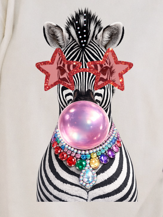 Funky Zebra Cream Kids Graphic Tee