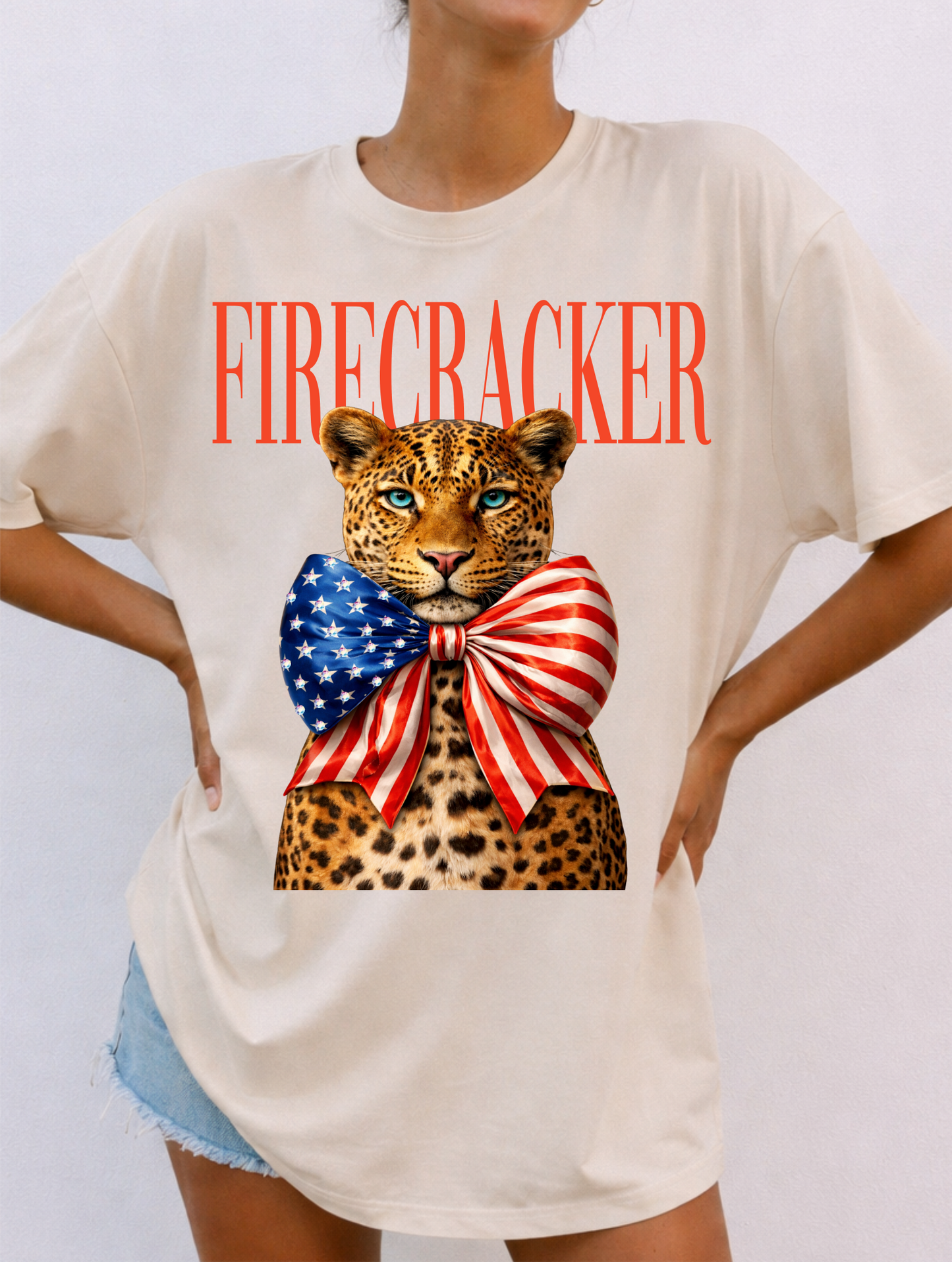 Firecracker Leopard Cream Graphic Tee