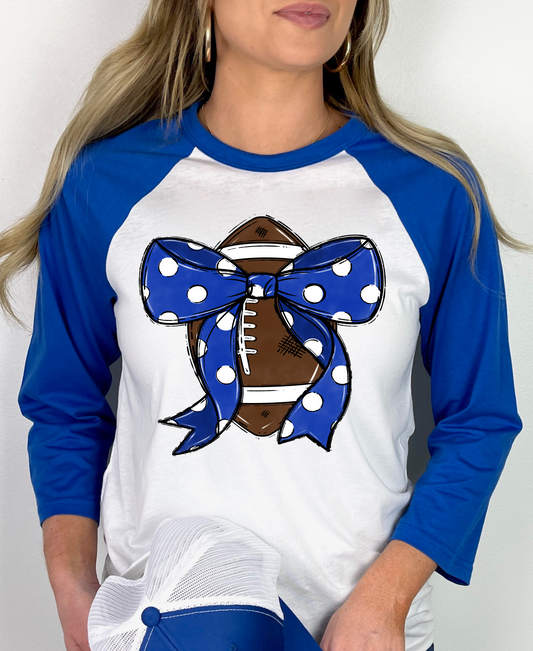 Football and Bow Mascot Raglan Graphic Tee