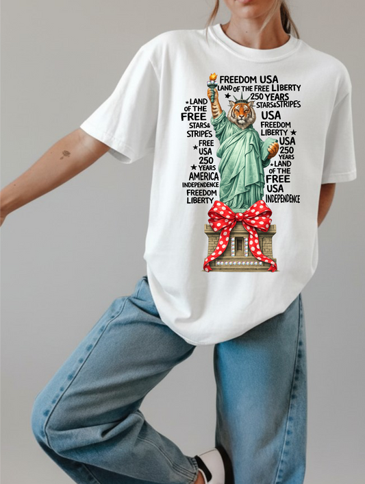 Tiger Statue of Liberty White Graphic Tee