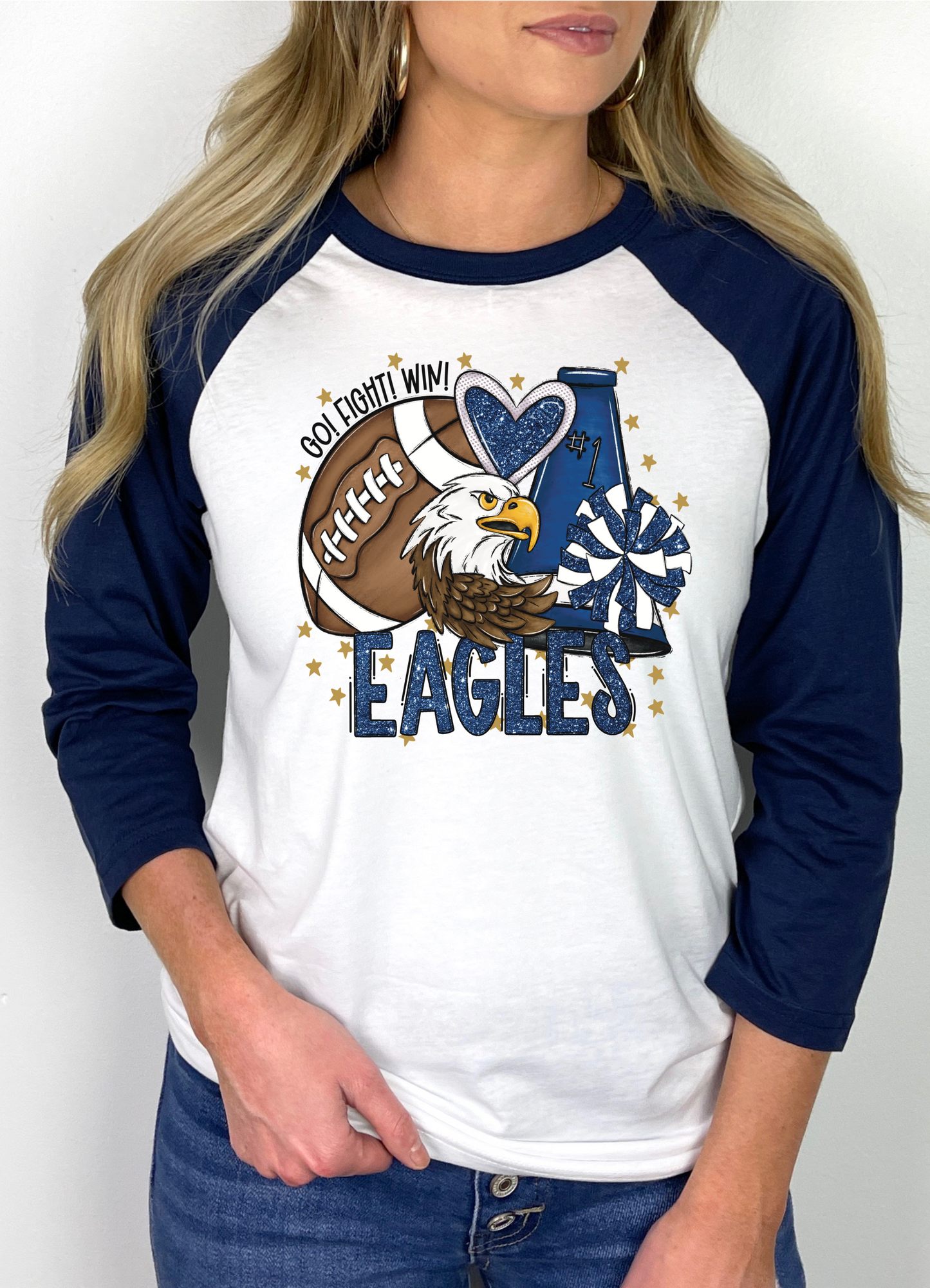 Eagles Football Mascot Raglan Graphic Tee