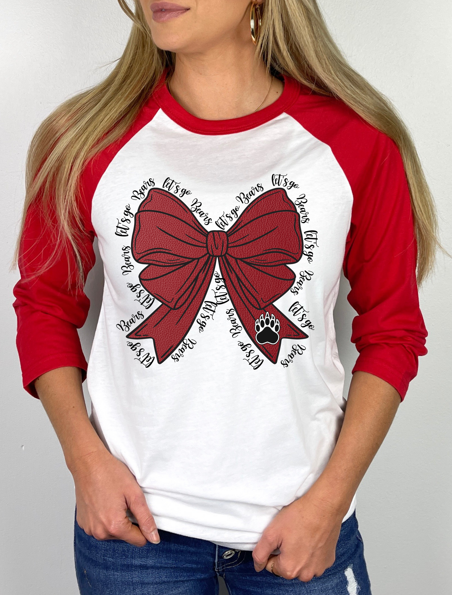 Grizzlies Bow Football Mascot Raglan Graphic Tee