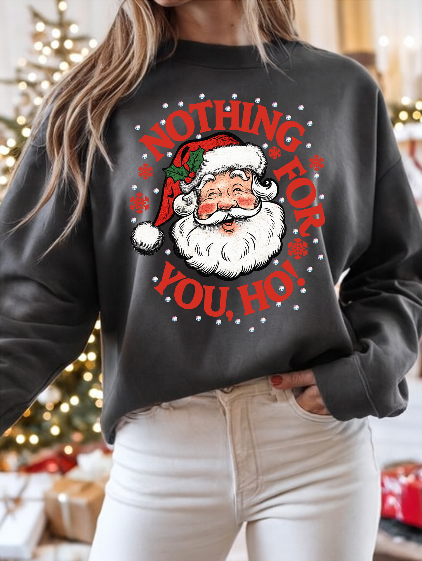 Nothing For You Ho Grey Graphic Crewneck