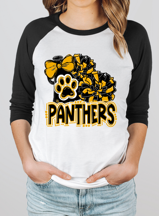 Panthers Cheer Mascot Raglan Graphic Tee