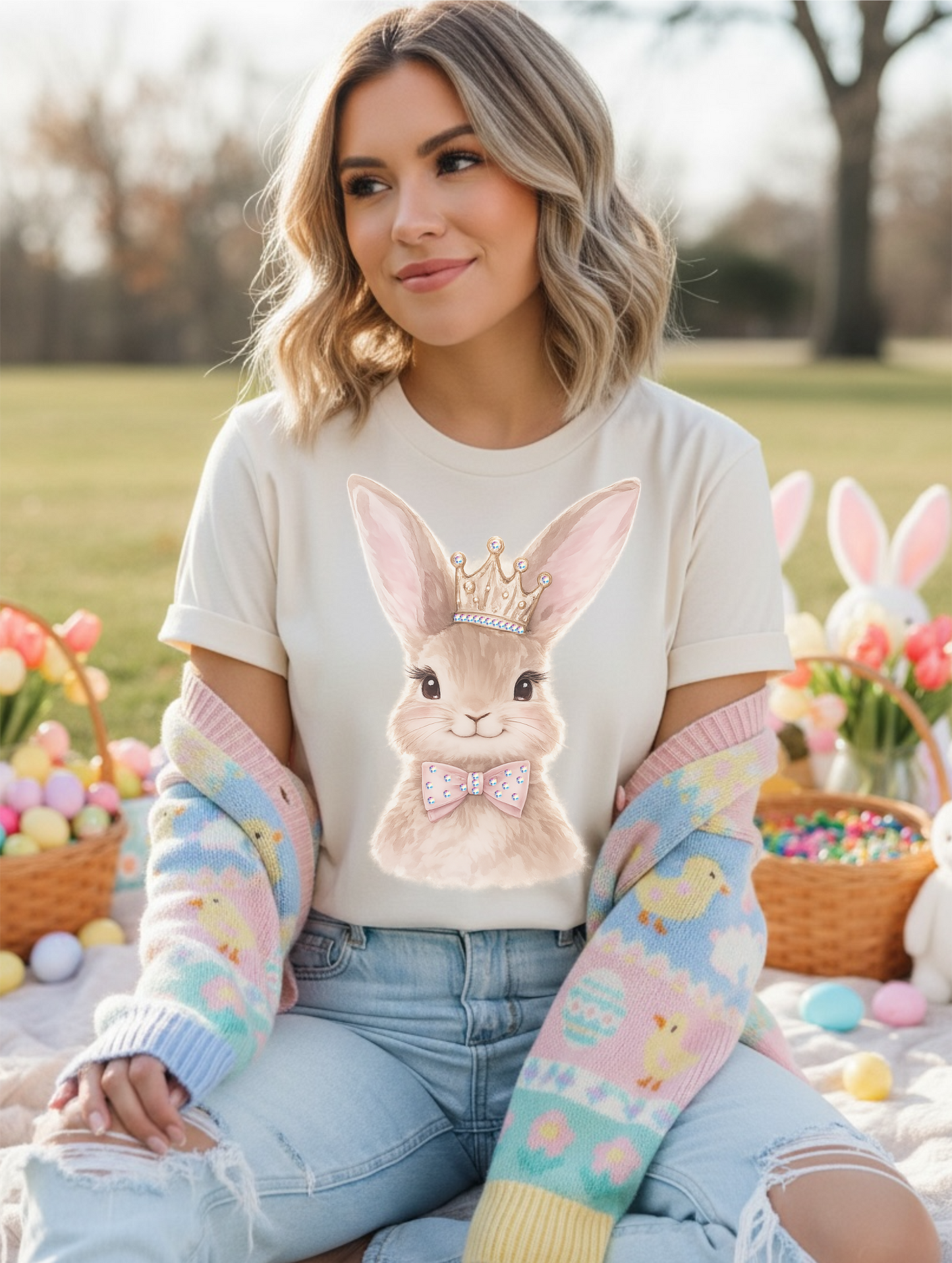 Princess Bunny Cream Graphic Tee